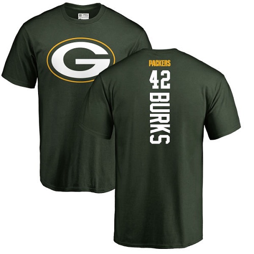 Men Green Bay Packers Green #42 Burks Oren Backer Nike NFL T Shirt->green bay packers->NFL Jersey
